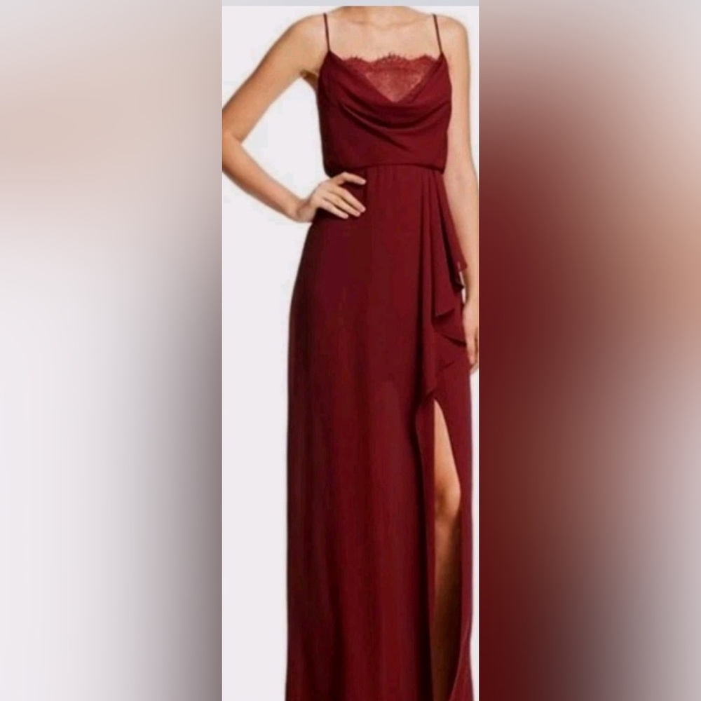 Never Worn BCBGMaxAzria Deep Red Maxi Dress with Spaghetti Straps